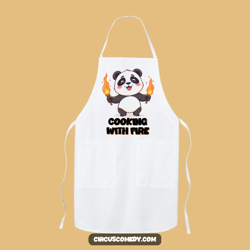 Funny Panda Juggling Apron: Cook with Fire! Juggling Panda in Kitchen, Chef Funny Gift!
