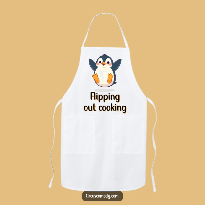 Funny Penguin Apron: Waddling Somersault - Kitchen Humor Chef Gift