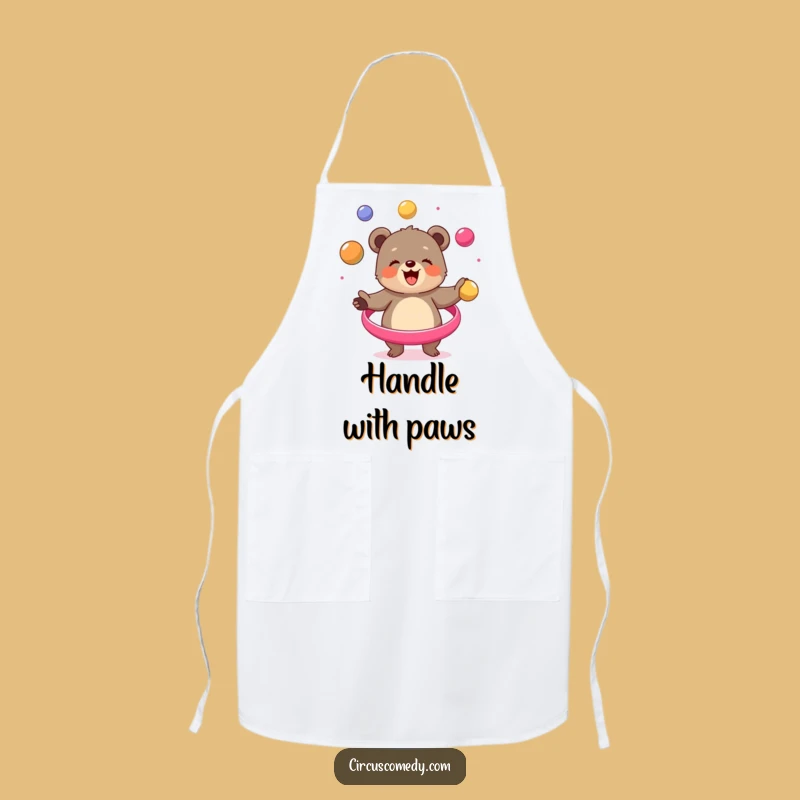 Funny Bear Cub Juggling Apron - Kitchen Circus Fun Gift
