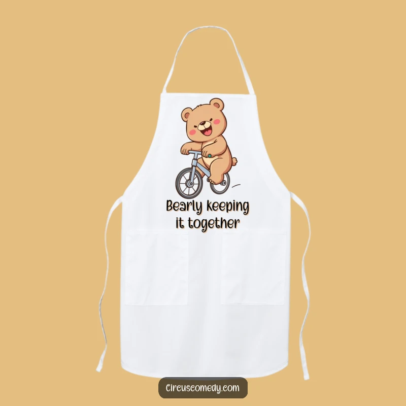 Funny Bear Unicycle Apron - Hilarious Kitchen Gift for Bakers