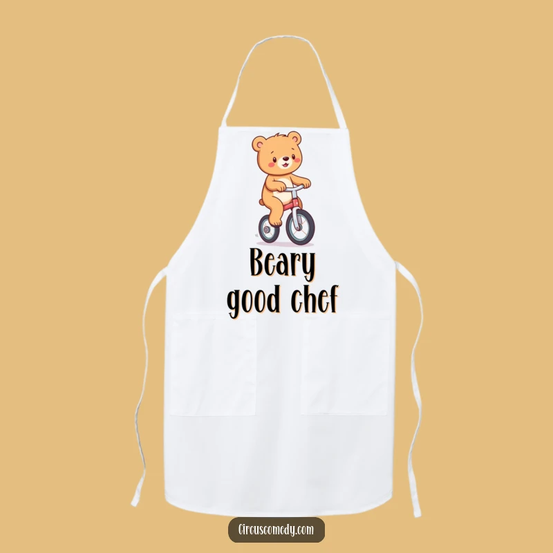 Funny Bear Unicycle Apron: Ride into Fun in the Kitchen!