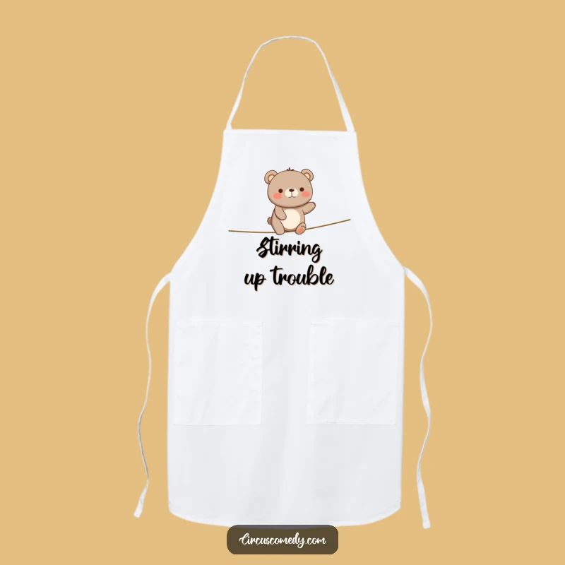 Funny Happy Bear Tightrope Apron - Cook with Joyful Balance