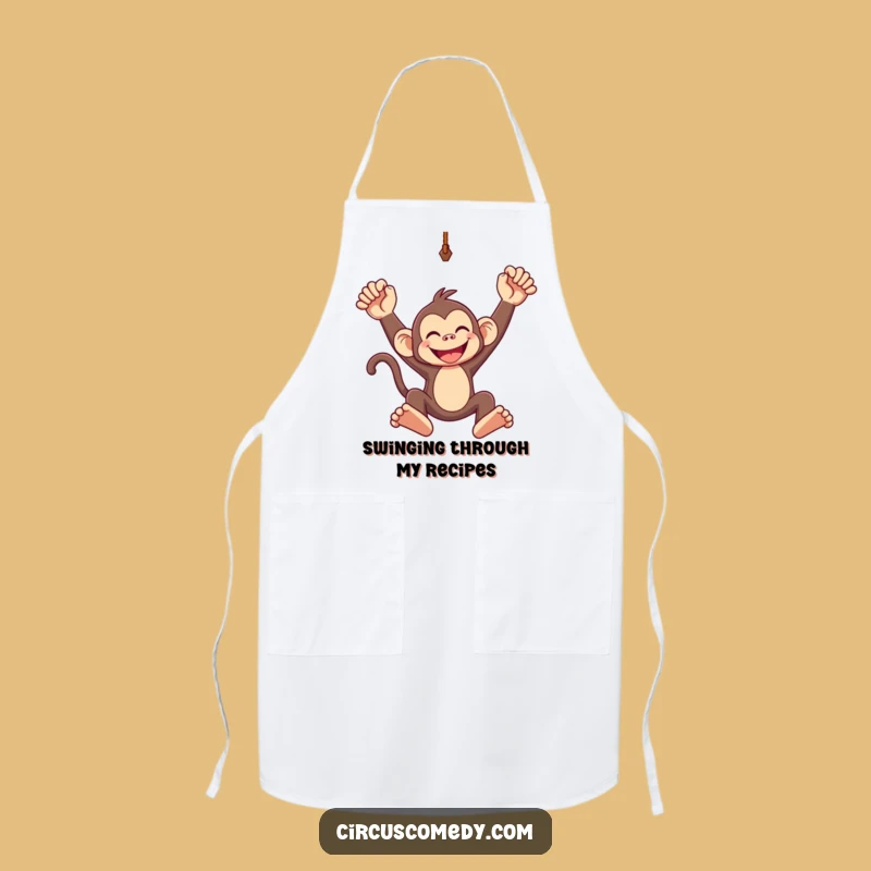 Funny Monkey Trapeze Apron: Cook with Glee, Hilarious Kitchen Gift!