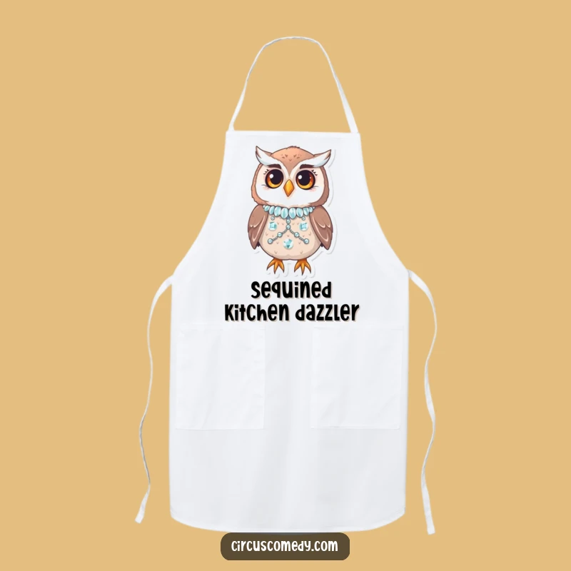 Funny Owl Sequin Costume Apron: Cook with Couture and Comedy!