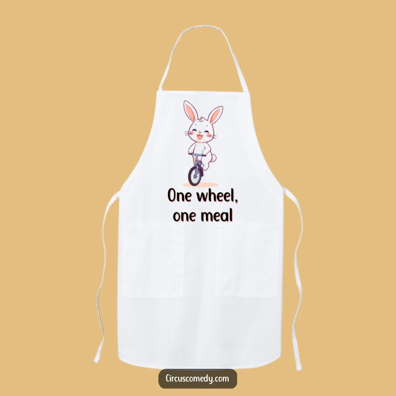 Funny Rabbit Unicyclist Apron: Hilarious Kitchen Wear for Fun Cooks