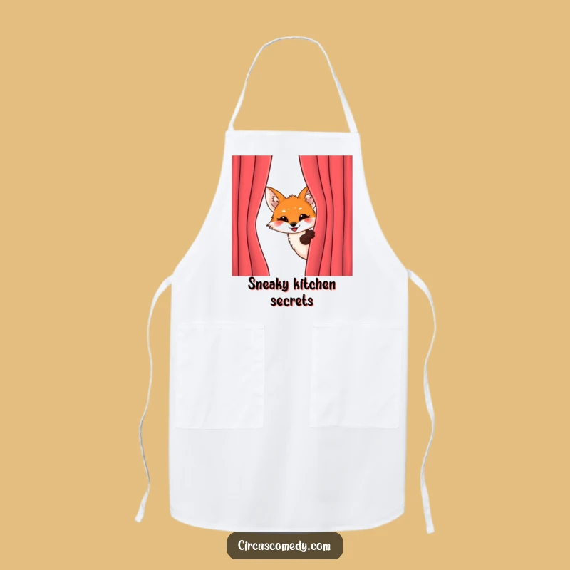 Funny Fox Behind Curtain Apron - Cook with a Mischievous Flair