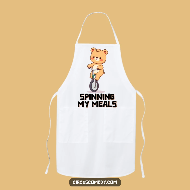 Funny Bear Unicycle Apron - Chef's Kitchen Wear for Fun