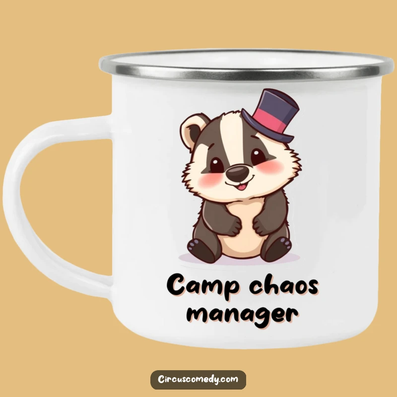 Funny Badger Top Hat Camping Mug: Durable Fun for Outdoor Adventures