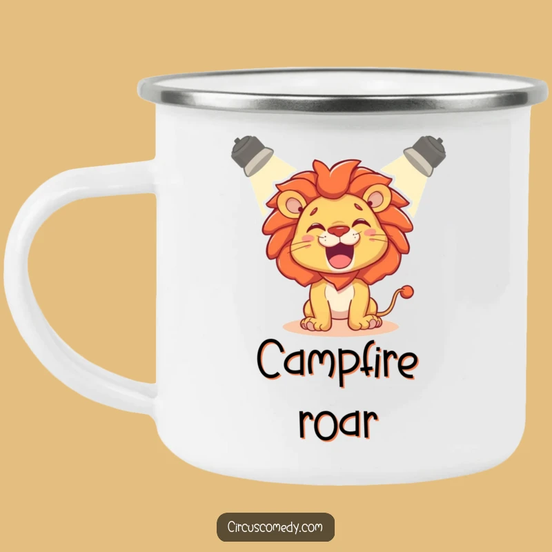 Funny Lion Roaring Camping Mug: Outdoor Spotlight Performance Gift