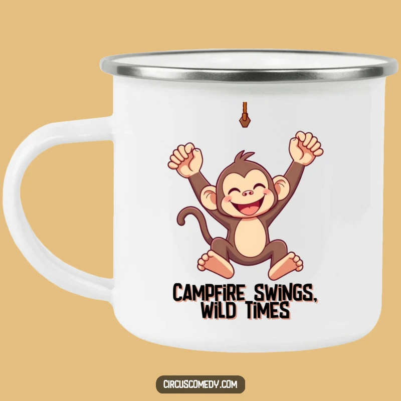 Funny Monkey Trapeze Camping Mug: Adventure Fuel, Hilarious Outdoor Gift!