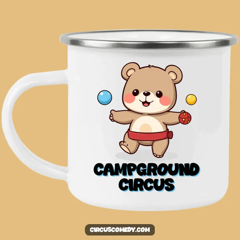 Funny Cute Bear Juggling Camping Mug - Sip and Be Amazed
