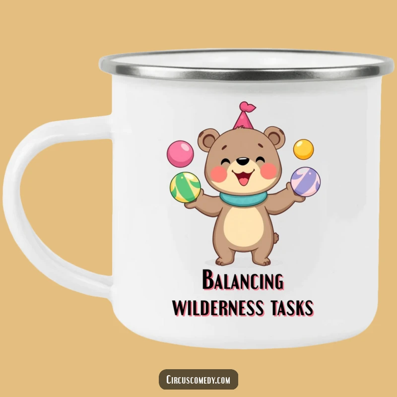 Funny Bear Juggling Camping Mug: Durable Circus Fun for Outdoor Adventures