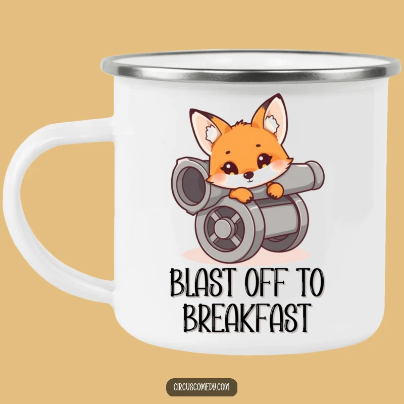 Funny Fox Cannon Camping Mug: Curious Vixen by the Fire! Rugged & Hilarious Funny Gift!