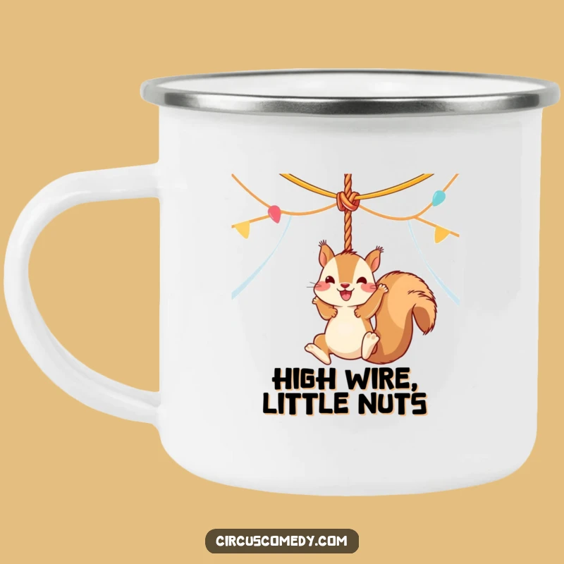 Funny Squirrel Circus Camping Mug - Hilarious Swinging Squirrel Adventure Gift