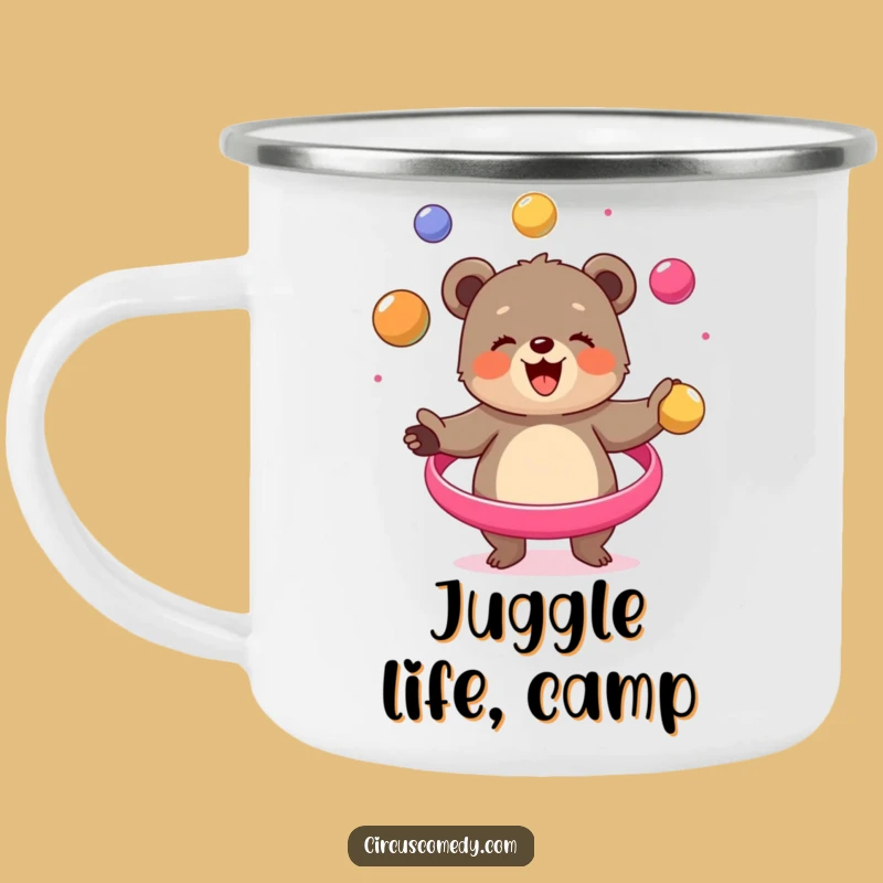 Funny Bear Cub Juggling Camping Mug - Outdoor Circus Fun Gift