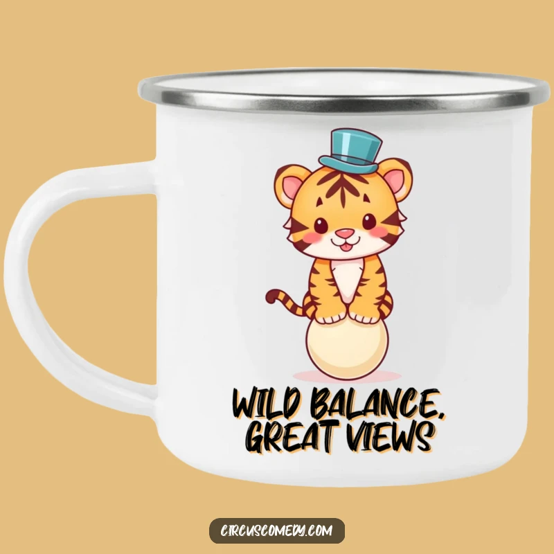 Funny Tiger Top Hat Camping Mug: Adventure Fuel, Hilarious Outdoor Gift!