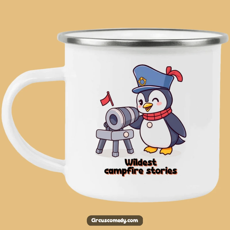 Funny Ringmaster Penguin Camping Mug - Adventure and Laughter Outdoors