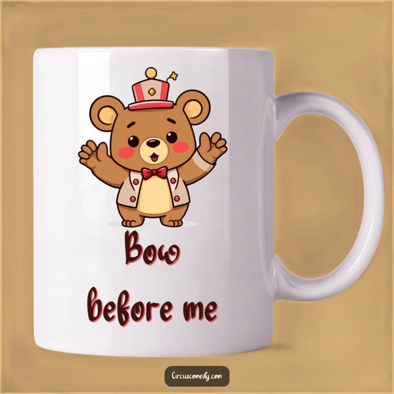 Funny Bear Ringmaster Mug: Triumphant Bow Performance Gift