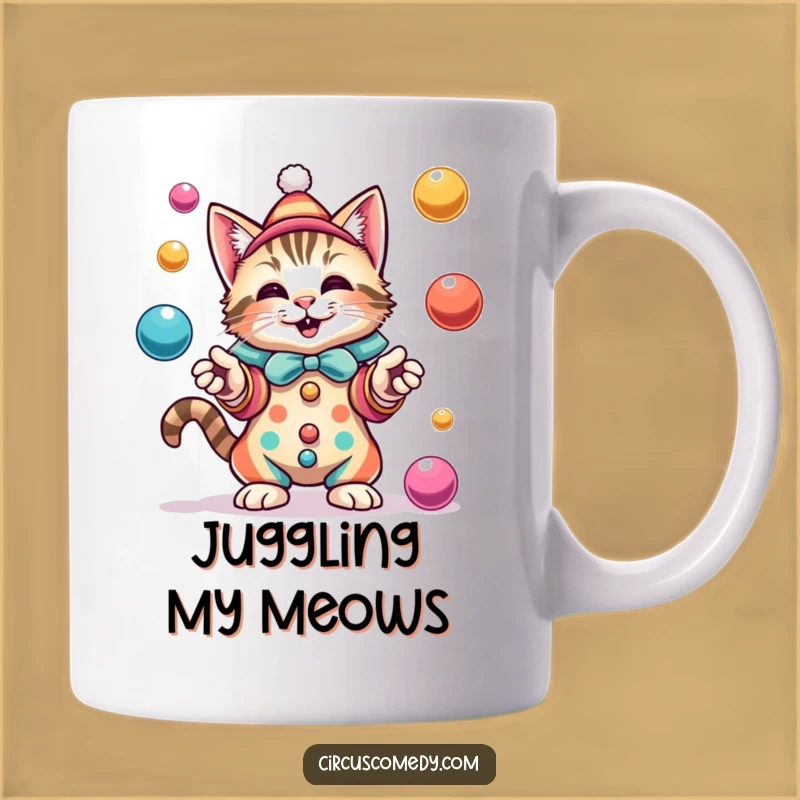 Funny Cat Clown Mug: Hilarious Juggler Feline in Costume, Perfect Gift for Cat Lovers!