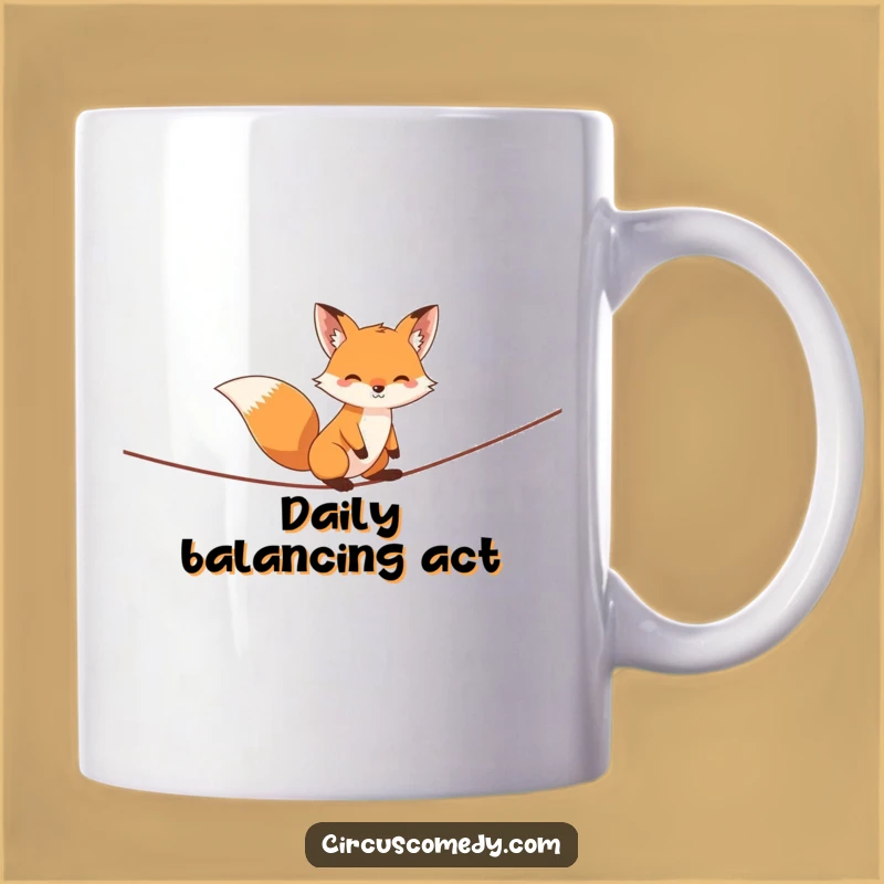 Funny Fox Tightrope Mug - Mischievous Circus Acrobat Gift