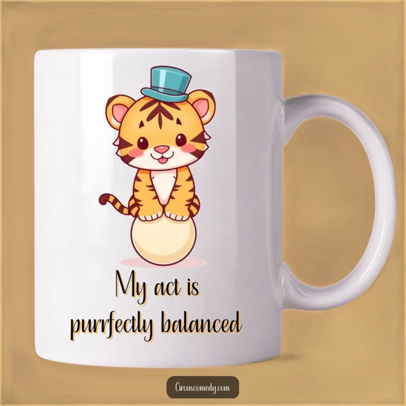 Funny Tiger Top Hat Balancing Ball Mug: The Perfect Hilarious Gift for Circus Lovers!