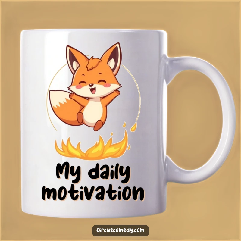 Funny Fox Fire Ring Mug: Daredevil Acrobatics for a Hilarious Coffee Gift