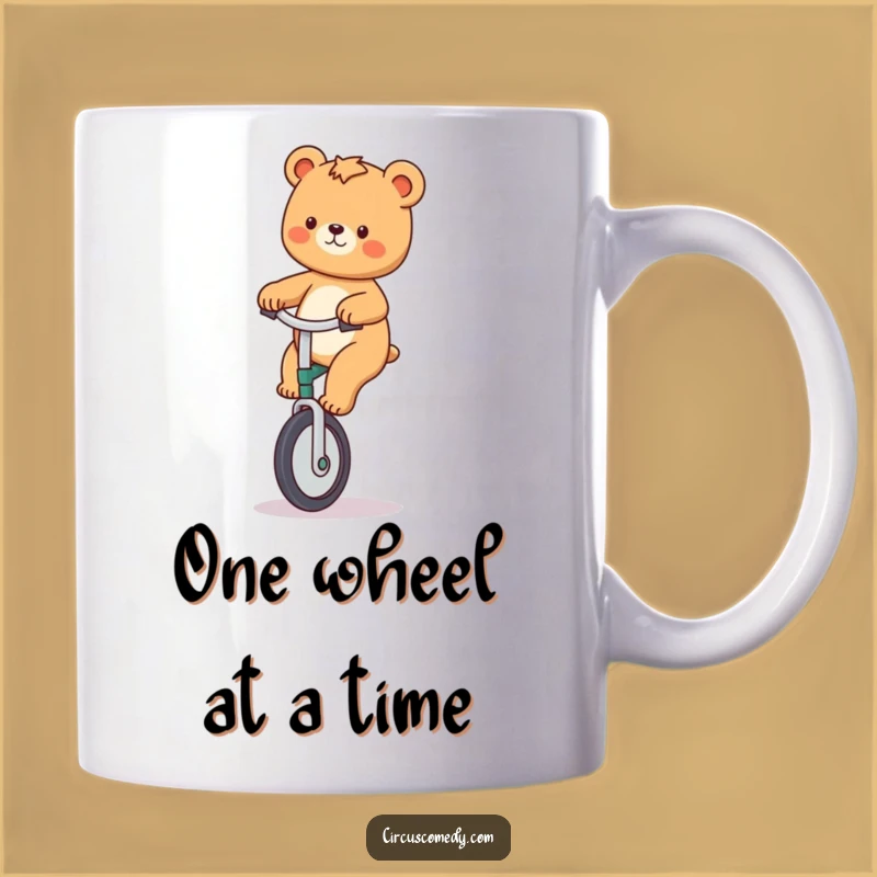 Funny Bear Riding Unicycle Mug - Hilarious Acrobat Gift