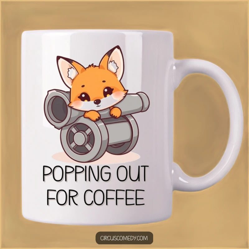 Funny Fox Cannon Mug: Curious Vixen Peeking Out, Hilarious Surprise Funny Gift!