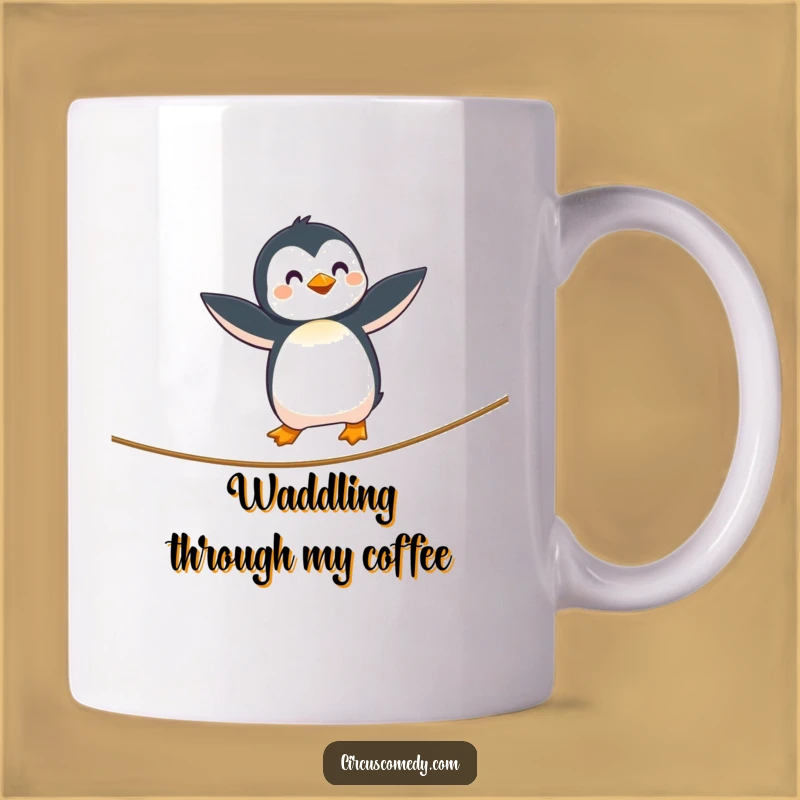 Funny Penguin Tightrope Mug - Whimsical & Hilarious Gift