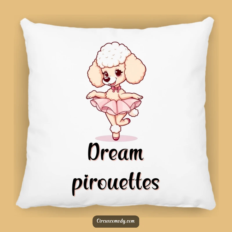 Funny Poodle Dancer Pillow: Soft Ballet Pooch in Tutu, Cozy & Charming Gift!
