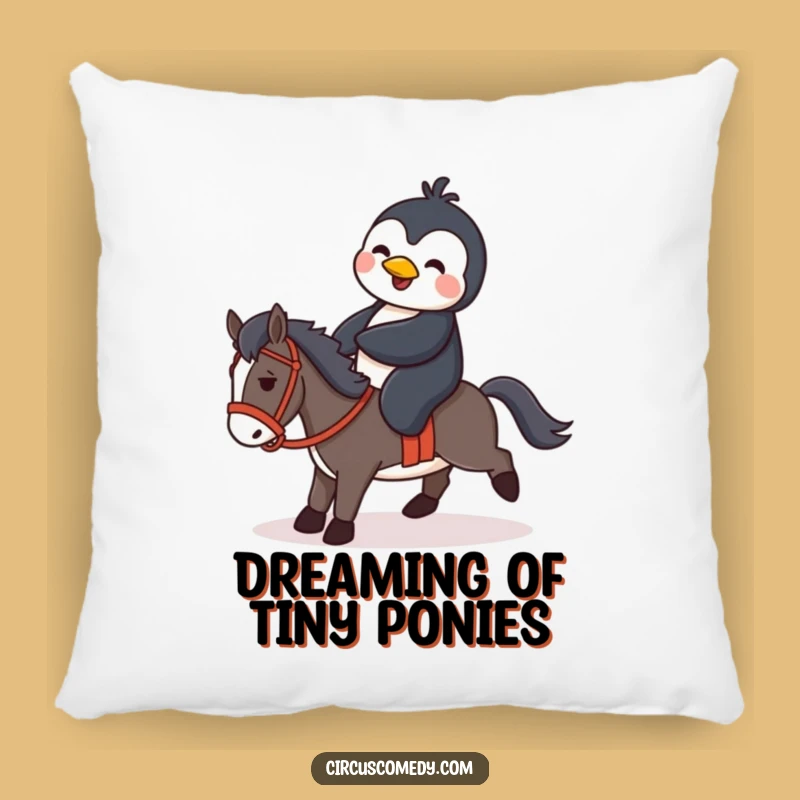 Funny Penguin Horse Rider Pillow - Cozy & Hilarious Animal Accent Gift