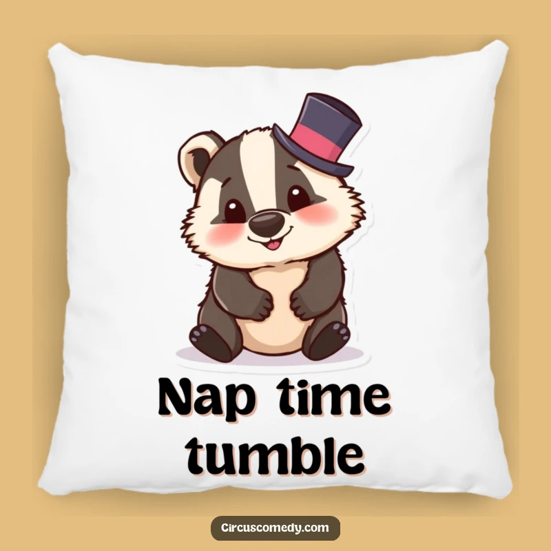 Funny Badger Top Hat Pillow: Cozy Silliness & Hilarious Comfort