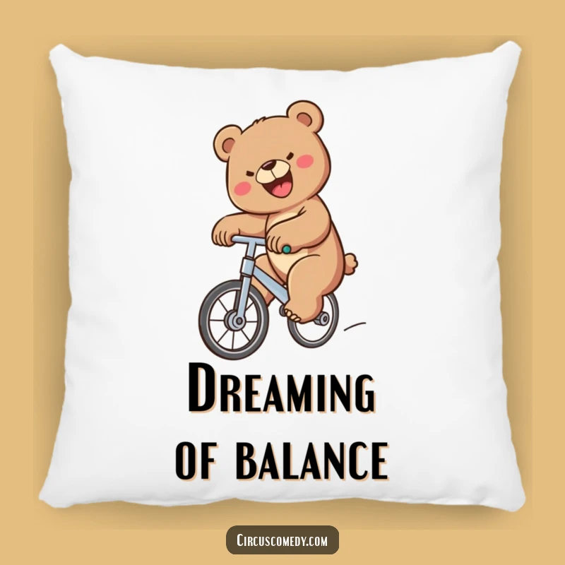 Funny Bear Unicycle Pillow - Cozy & Hilarious Comfort Gift