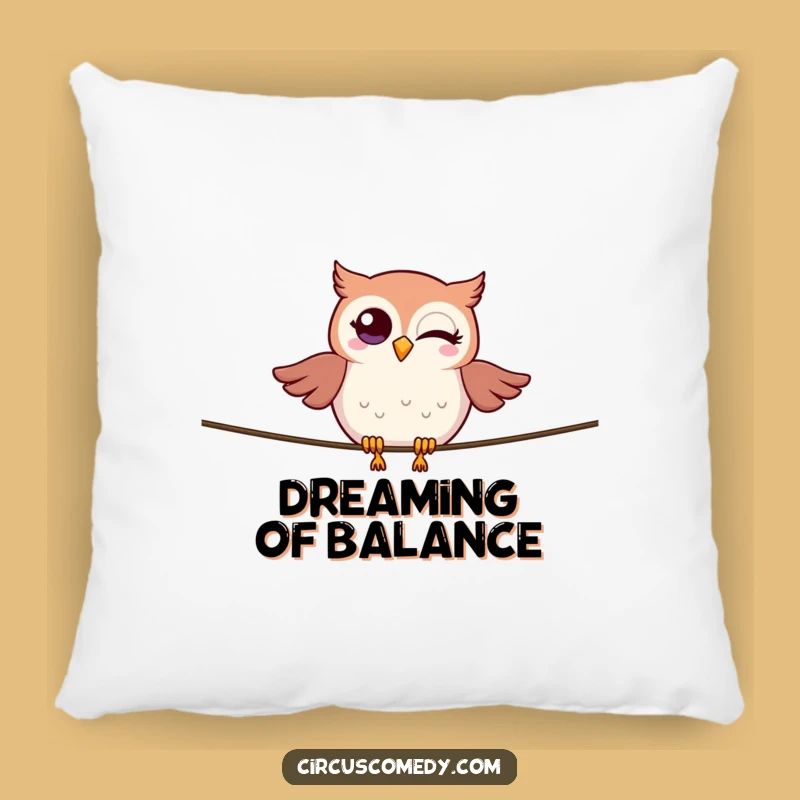 Funny Owl Tightrope Pillow: Cozy Winking Bird Comfort, Soft & Wise Funny Gift!