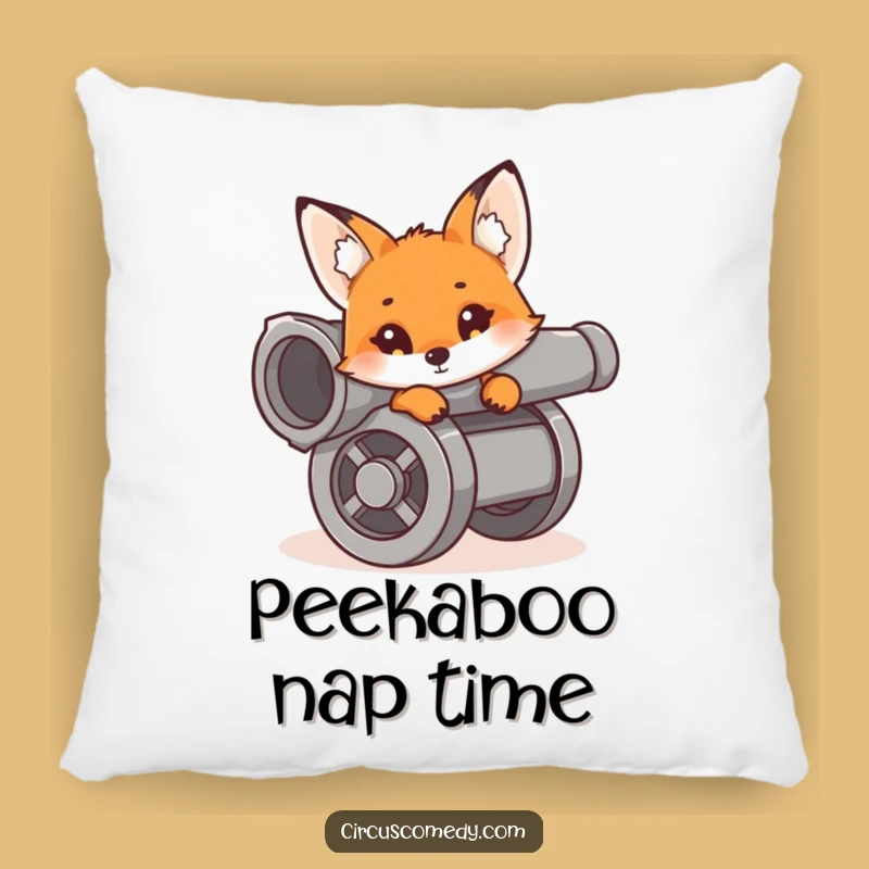 Funny Fox Cannon Pillow: Cozy Up with Curious Vixen, Comfy & Hilarious Funny Gift!