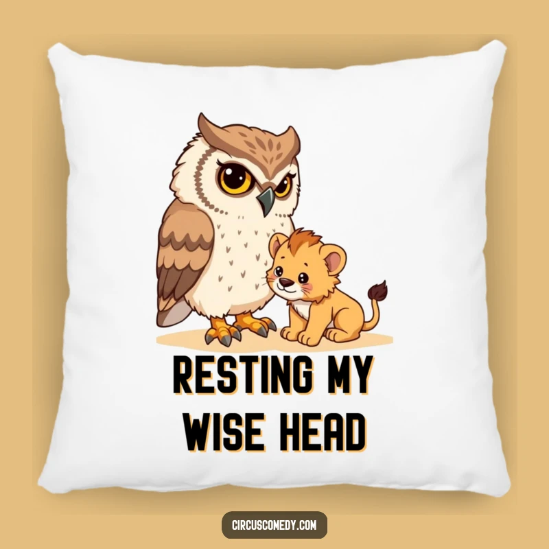 Funny Owl Pillow: Determined Owl Taming Cub - Cozy & Comical Decor Gift