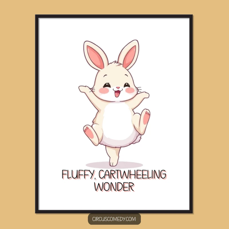 Funny Bunny Cartwheel Digital Art: Instant Joy, Hilarious Printable Gift!