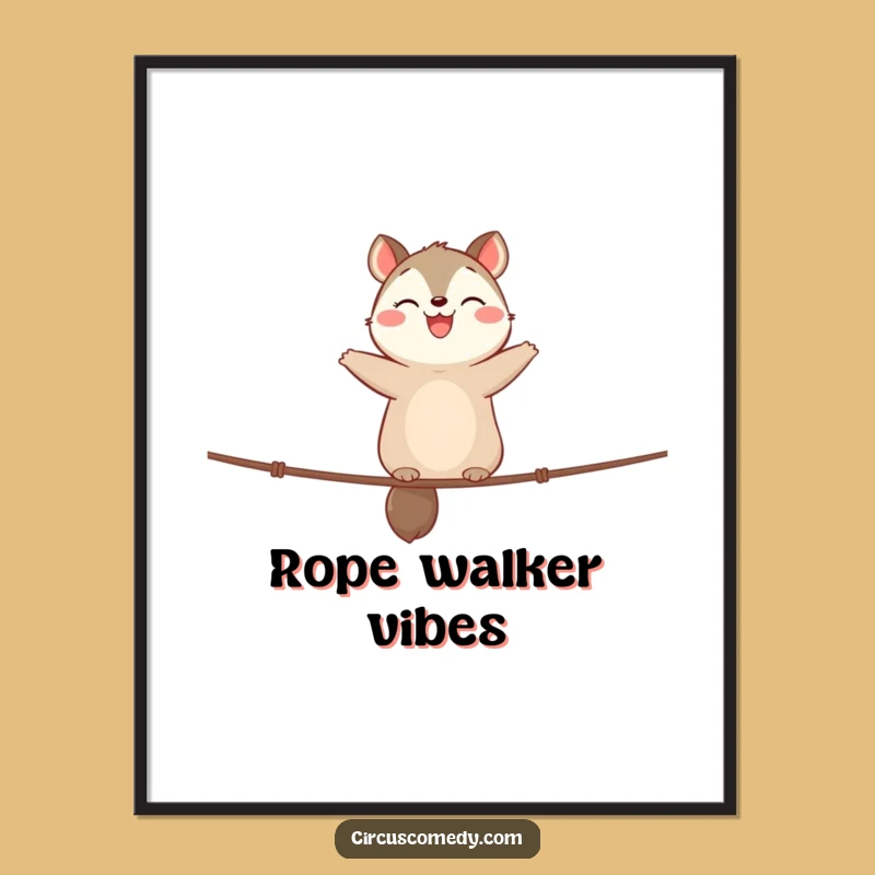 Funny Animal Tightrope Digital Art - Happy Balance for Instant Decor