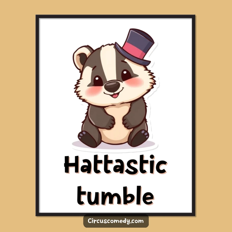 Funny Badger Top Hat Digital Art: Printable Fun & Hilarious Decor
