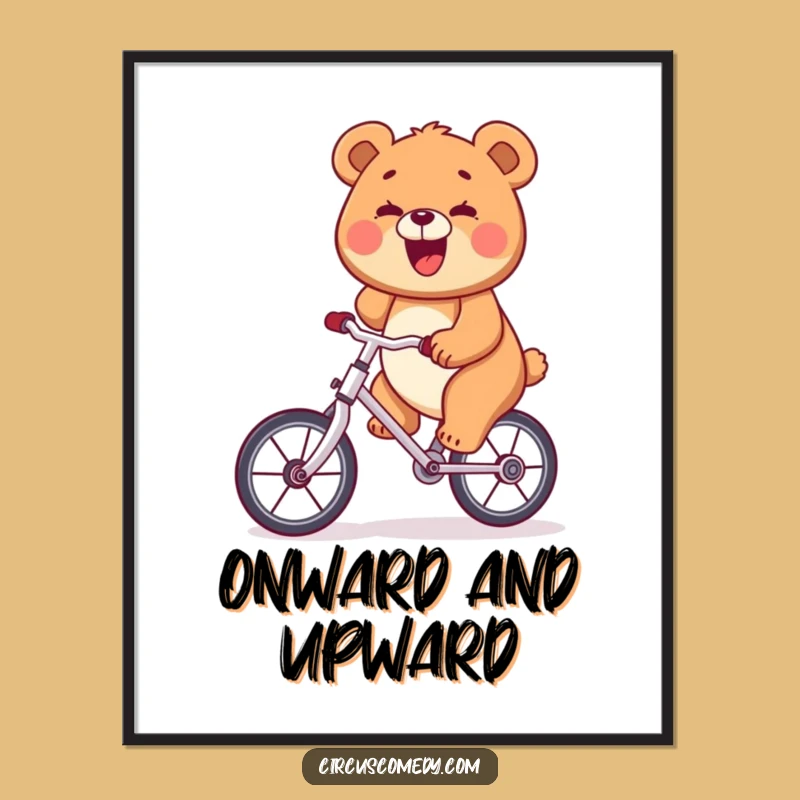 Funny Bear Unicycle Digital Art: Instant Cheerful Decor!