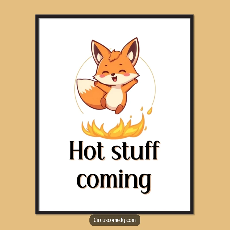 Funny Fox Fire Digital Print: Instant Daredevil Decor, a Thrilling Funny Art Gift