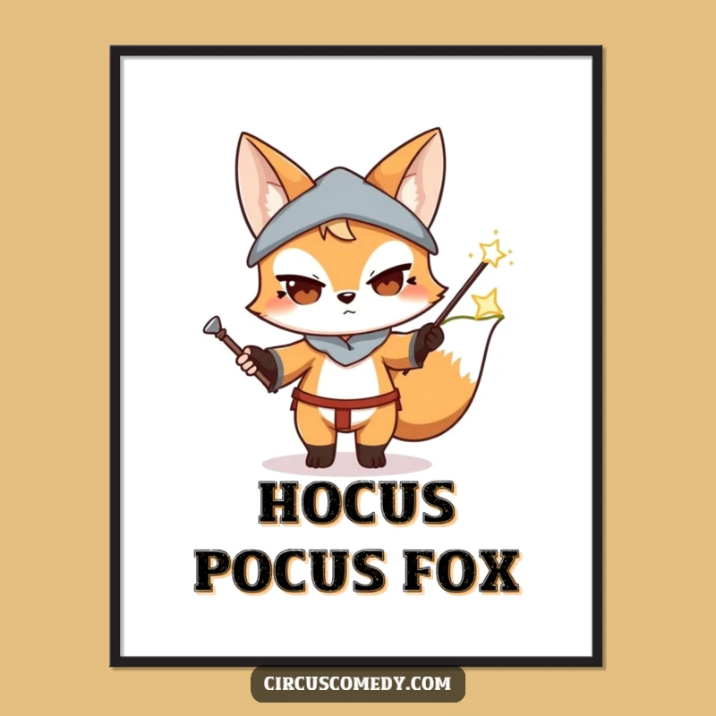 Funny Fox Magician Digital Print: Instant Enchanting Wall Art