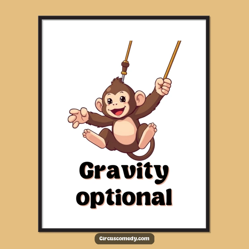 Funny Monkey Trapeze Digital Art: Instant Wall Decor for Thrill