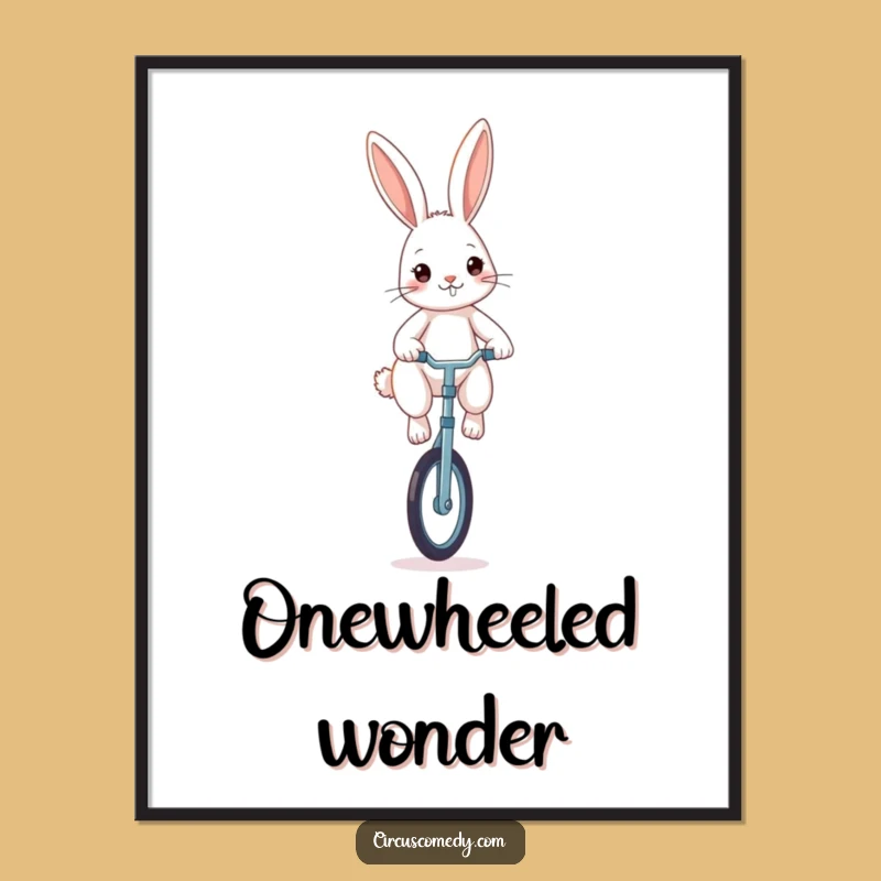 Funny Rabbit Unicyclist Digital Art - Determined Balance Wall Decor!
