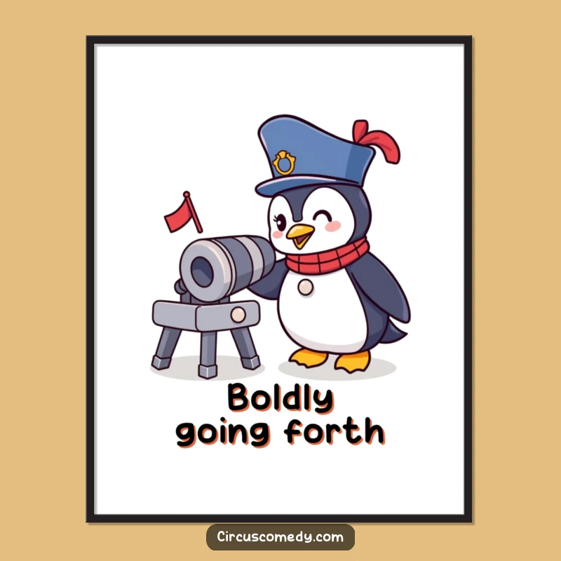 Funny Ringmaster Penguin Digital Art Print - Instant Circus Wall Decor