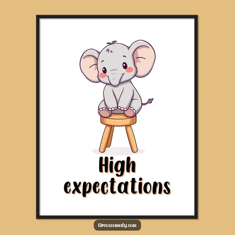 Funny Elephant Balancing Digital Art: Instant Wall Decor for Laughter