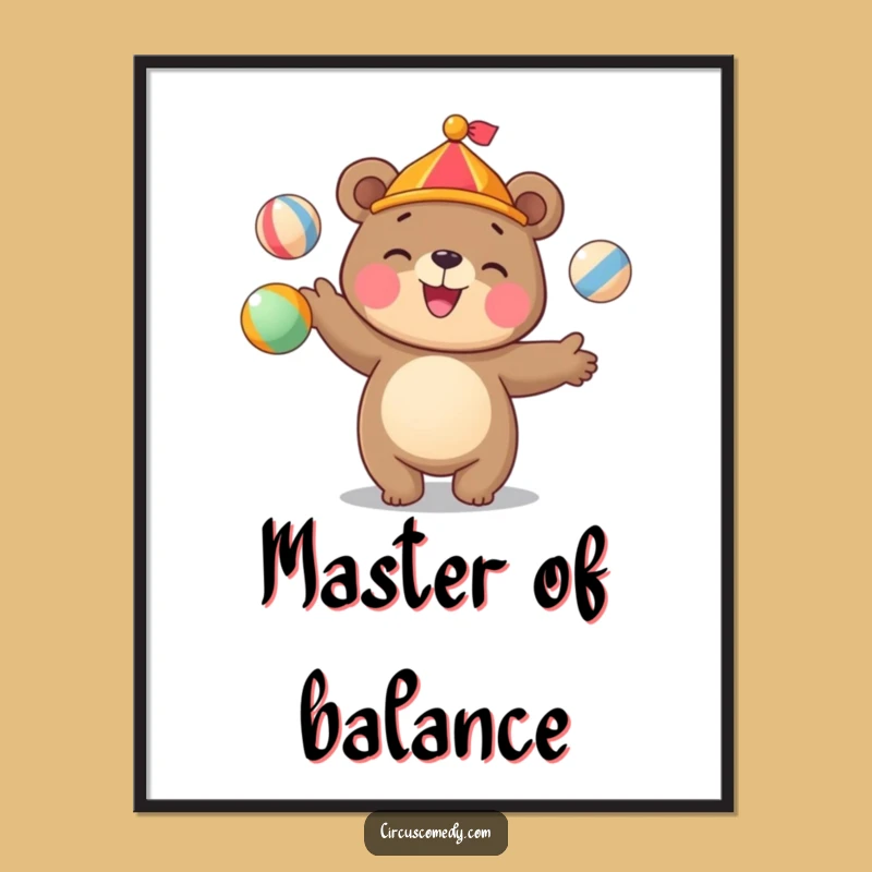 Funny Bear Juggling Digital Art: Instant Circus Magic, Hilarious Funny Gift