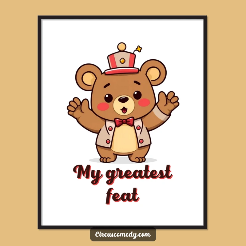 Funny Bear Ringmaster Digital Print: Triumphant Circus Wall Art Gift