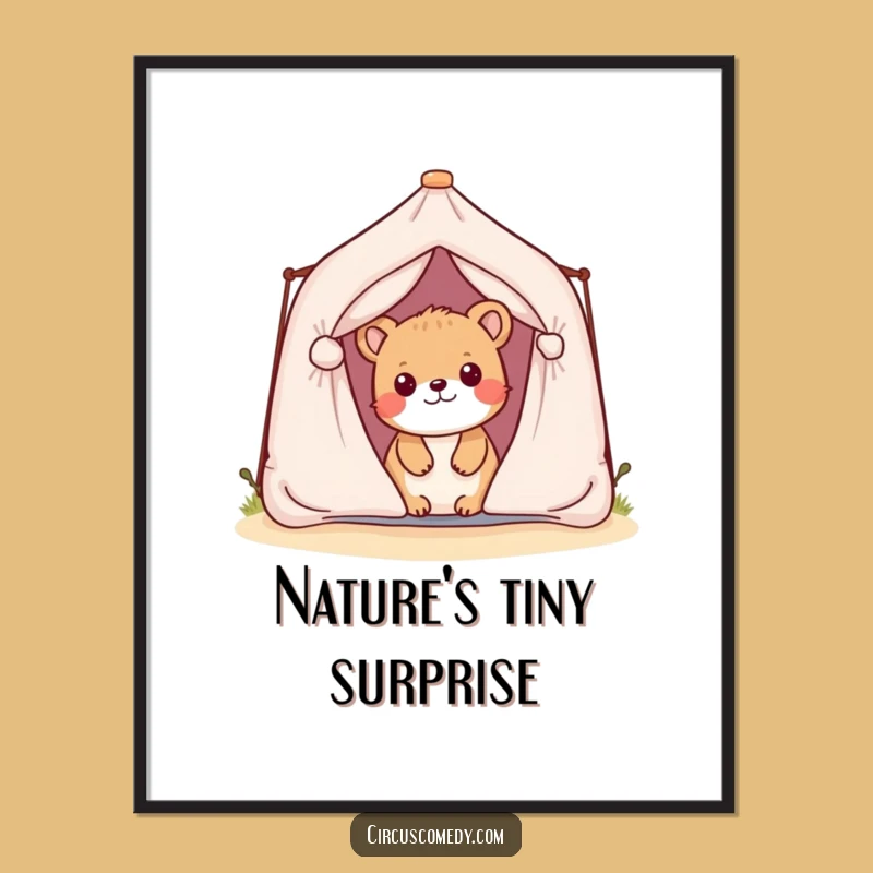 Funny Playful Animal Tent Digital Art, Instant Hilarious Decor for Camp Lovers