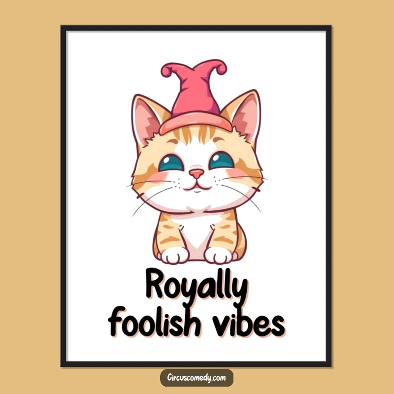 Funny Jester Cat Digital Print: Adorable Feline Humor for Your Decor